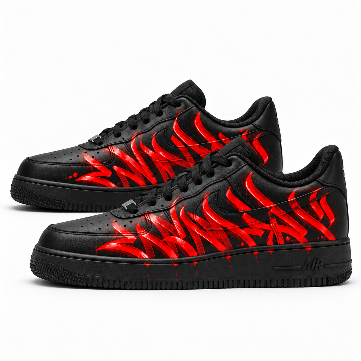 Nike Air Force 1 Custom 201Garff cu graffiti roșu integral