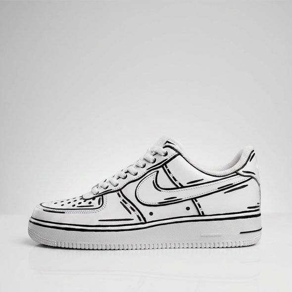 Nike Air Force 1 Custom Cartoon Drip alb-negru