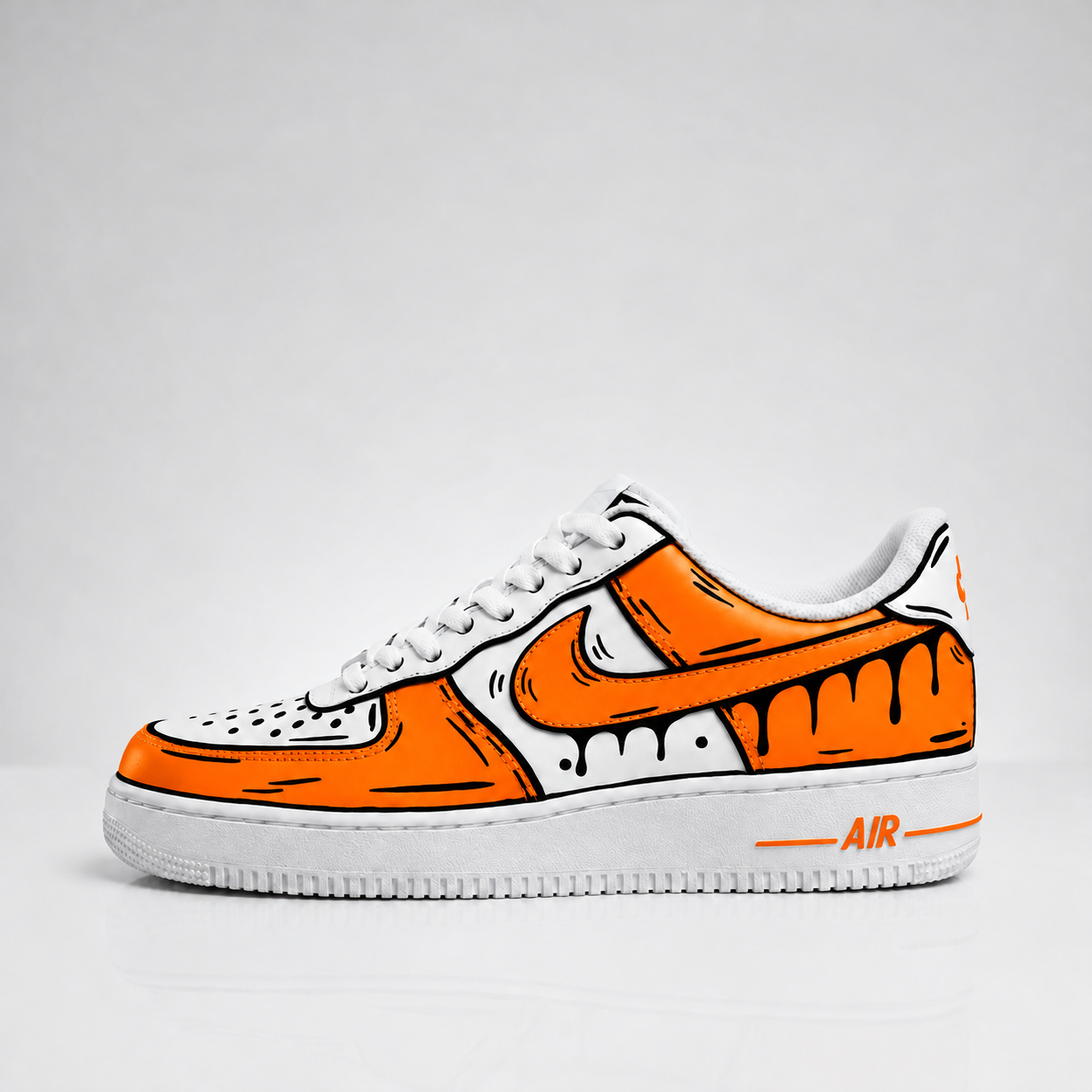Nike Air Force 1 Custom Cartoon Drip portocaliu, lateral