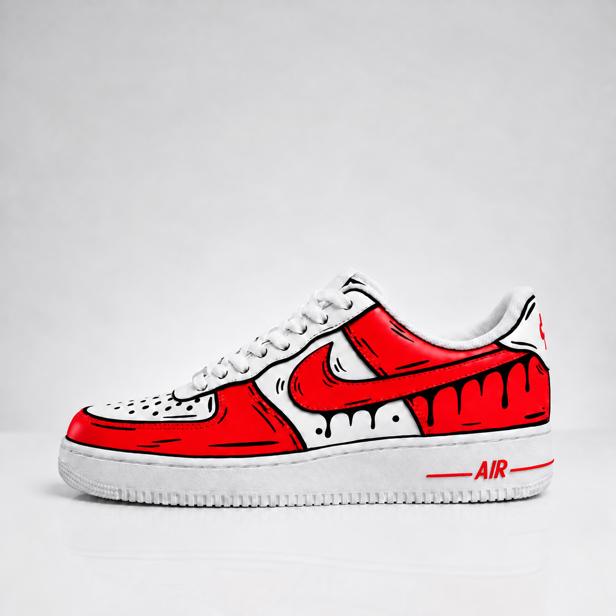 Nike Air Force 1 Custom Cartoon Drip roșu
