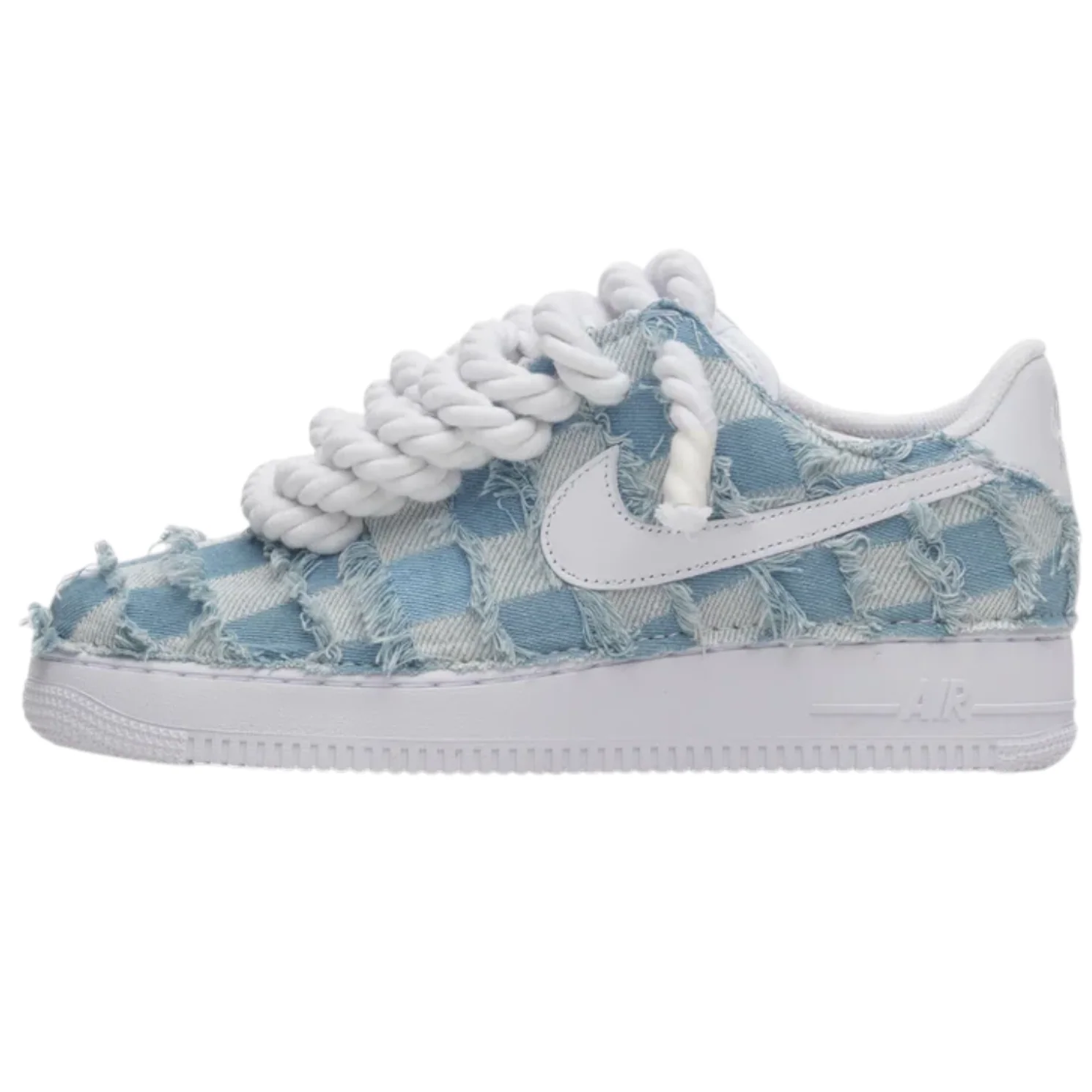 Nike Air Force 1 Custom White Denim, vedere laterală