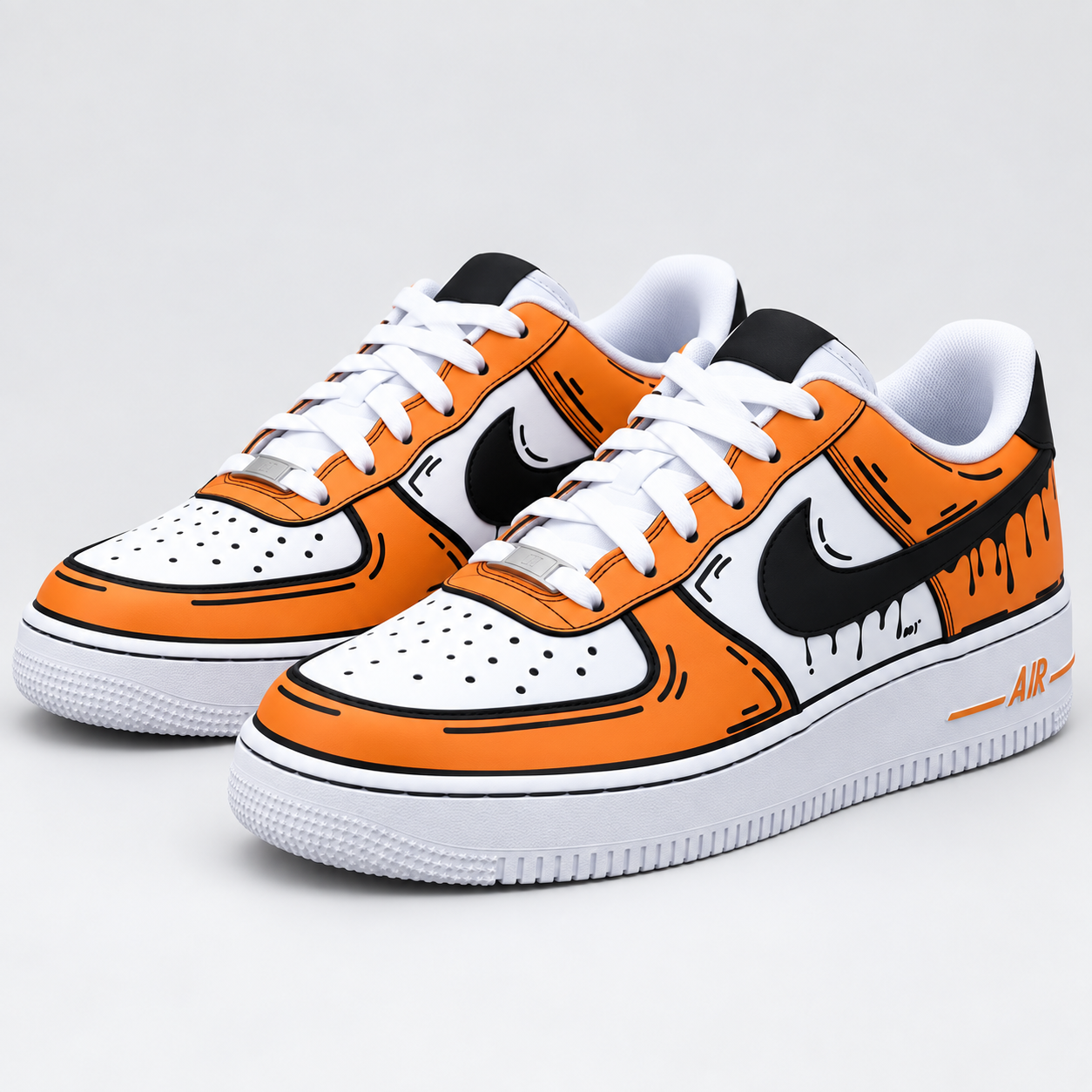 Nike Air Force 1 Custom Cartoon Drip portocaliu